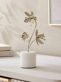 Metal Flower Ornament On Marble Base