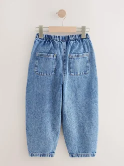 Middenblauw denim - Barrel jeans met elastische taille (3-16jr)