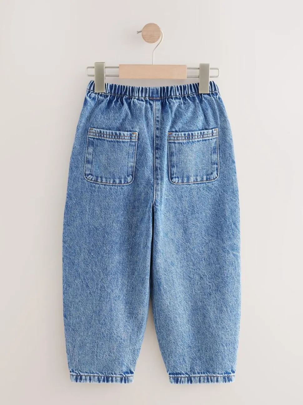 Middenblauw denim - Barrel jeans met elastische taille (3-16jr)