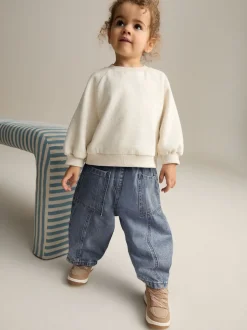 Middenblauw denim - Barrel 100% katoenen jeans (3mnd-7jr)
