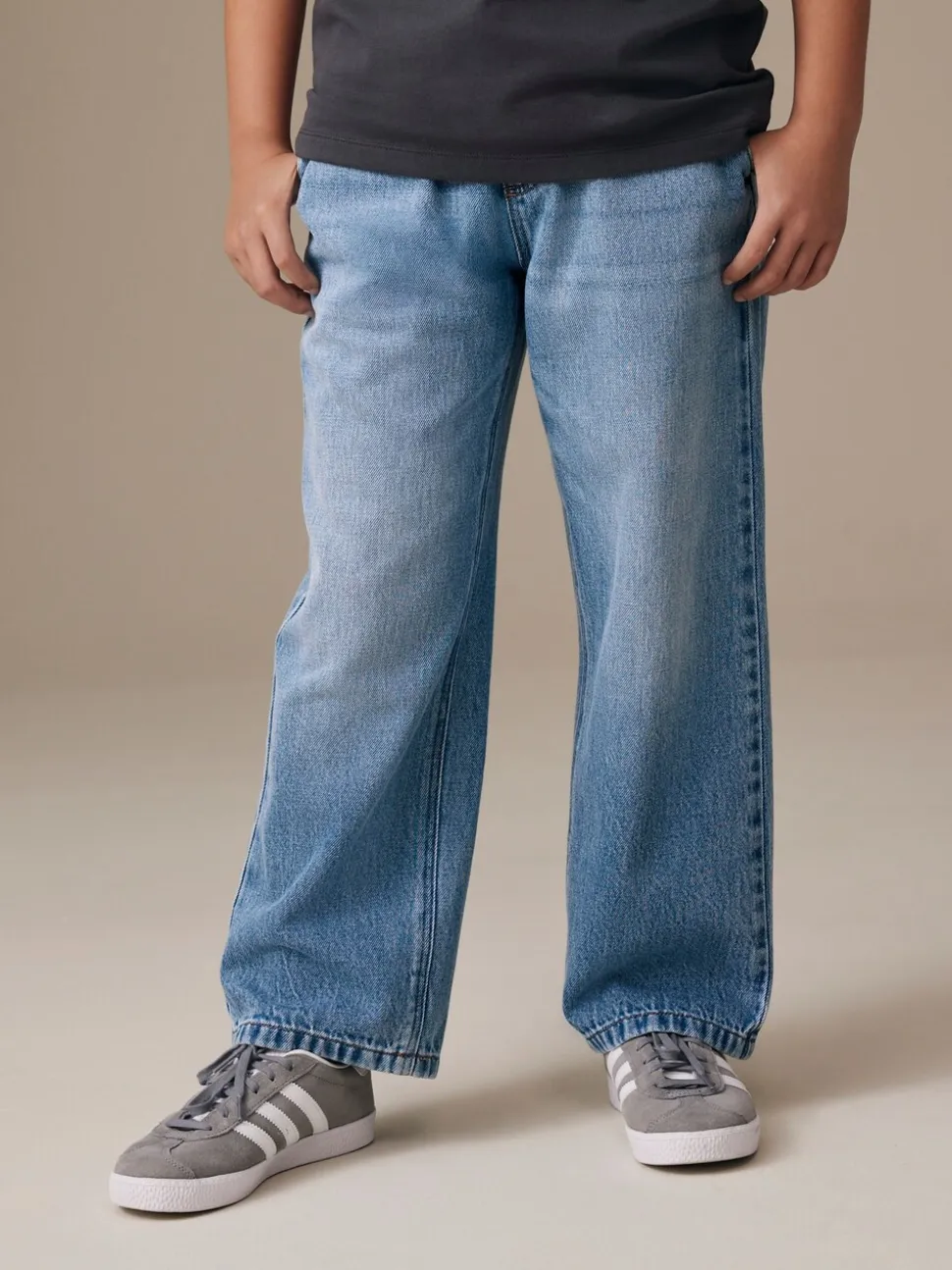 Middenblauw denim - Denim jeans met elastische taille (3-16jr)