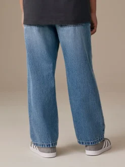 Middenblauw denim - Denim jeans met elastische taille (3-16jr)