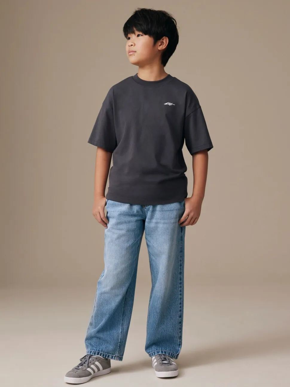 Middenblauw denim - Denim jeans met elastische taille (3-16jr)
