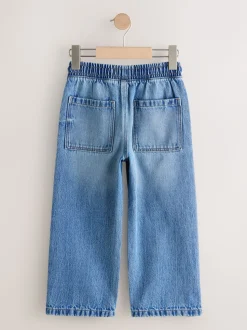 Middenblauw denim - Denim jeans met elastische taille (3-16jr)