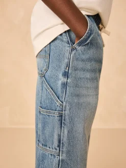 Middenblauw denim - Denim Pull On Carpenter Jeans (3-16yrs)