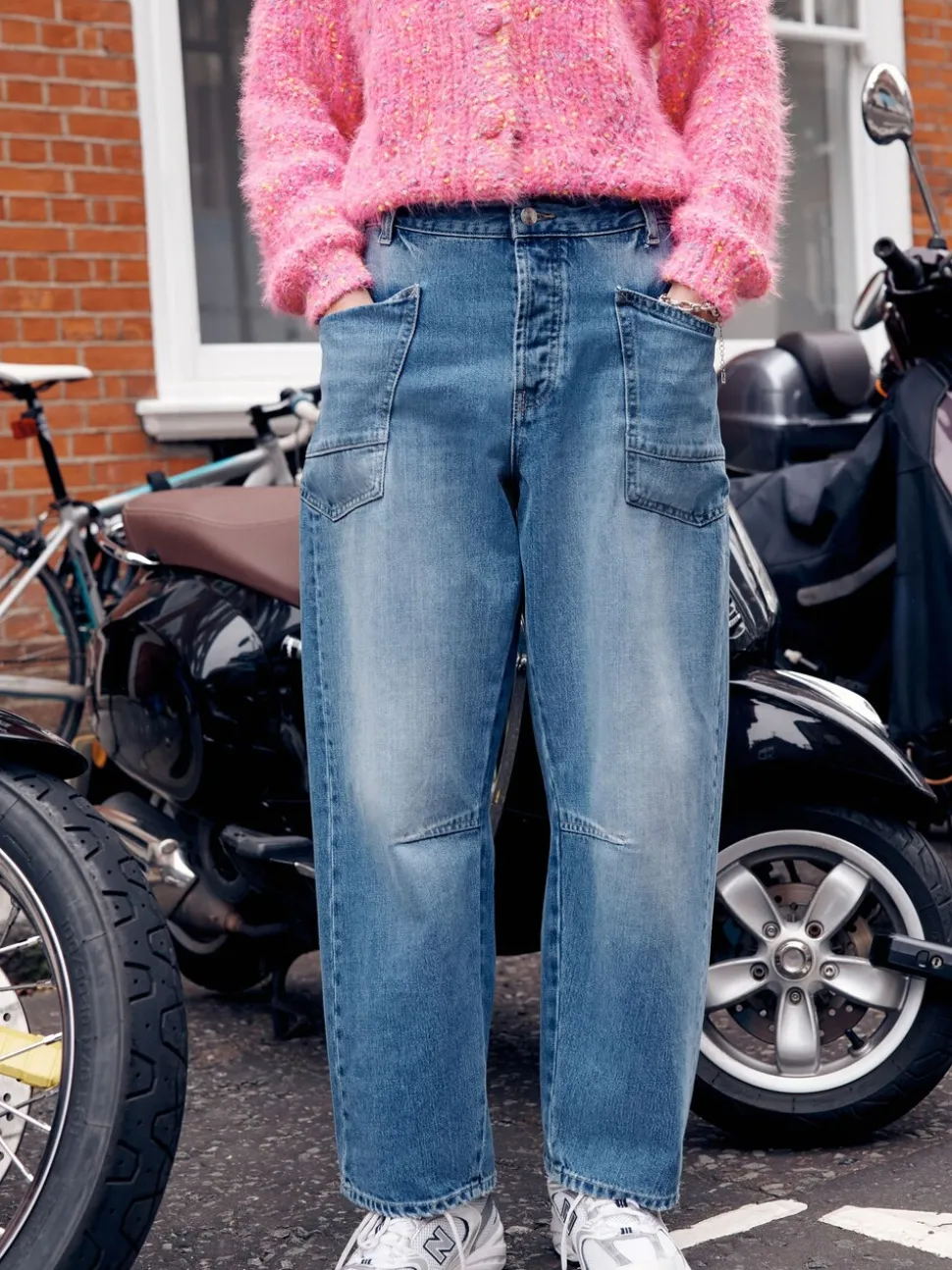 Middenblauw denim - Double Pocket Barrel Jeans