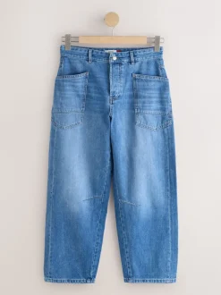 Middenblauw denim - Double Pocket Barrel Jeans