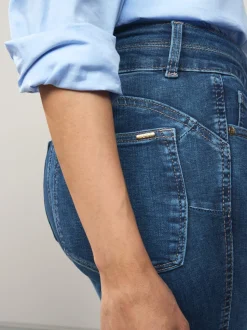 Middenblauw denim - Figuurvormende slim jeans