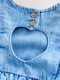 Middenblauw denim - Frill Sleeve Dress (3mths-8yrs)