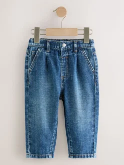 Middenblauw denim - Jeans met geplooide voorkant (3mnd-7jr)