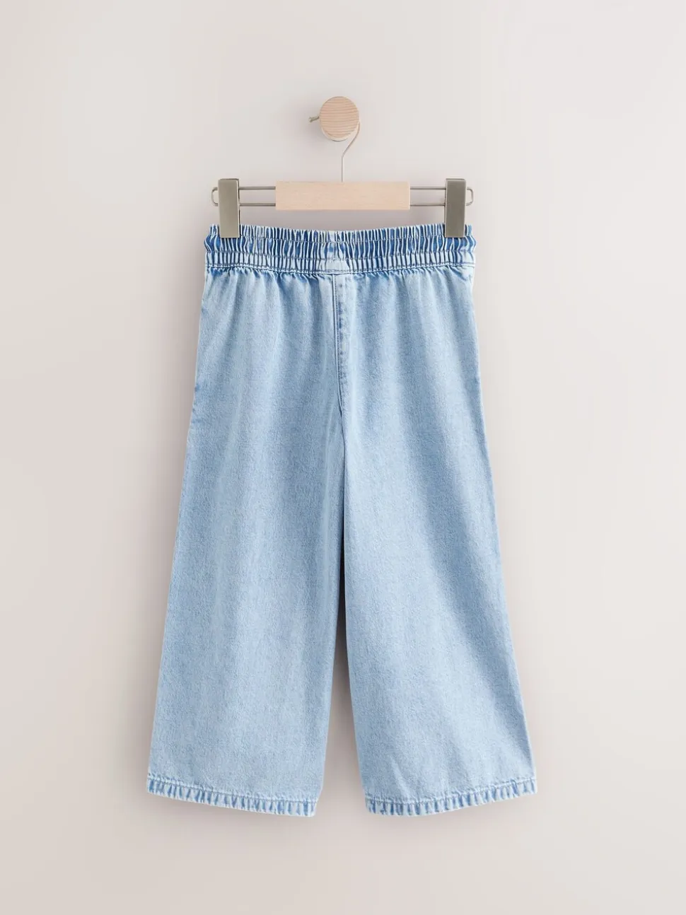 Middenblauw denim - Jeans met elastische taille en wijde pijpen (3-16jr)