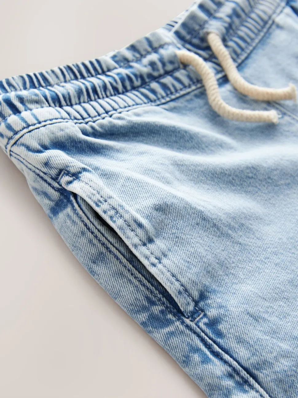 Middenblauw denim - Jeans met elastische taille en wijde pijpen (3-16jr)