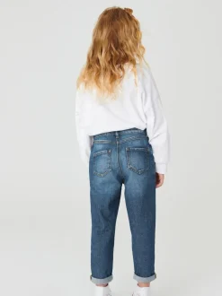 Middenblauw denim - Mom 100% katoenen jeans (3-16jaar)