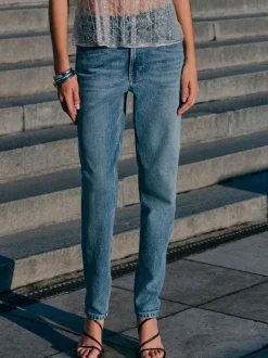 Middenblauw denim - Mom Comfort Jeans met Stretch Column