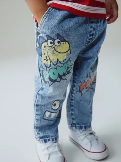 Middenblauw denim - Monster Graffiti Jeans (3mnd -7jr)