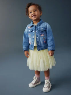 Middenblauw denim - Unicorn Embroidered Western Jacket (3mths-7yrs)