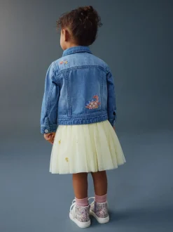 Middenblauw denim - Unicorn Embroidered Western Jacket (3mths-7yrs)