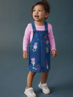 Middenblauw met figuur - Denim overgooier (3 mnd-8 jr)