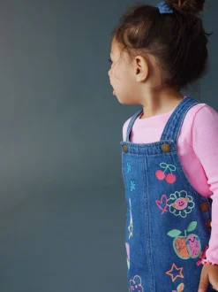 Middenblauw met figuur - Denim overgooier (3 mnd-8 jr)