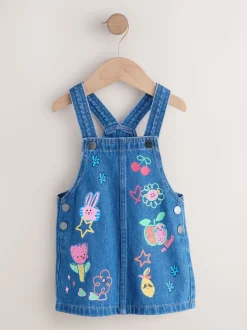 Middenblauw met figuur - Denim overgooier (3 mnd-8 jr)