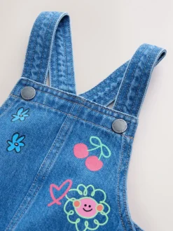 Middenblauw met figuur - Denim overgooier (3 mnd-8 jr)