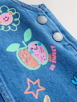 Middenblauw met figuur - Denim overgooier (3 mnd-8 jr)