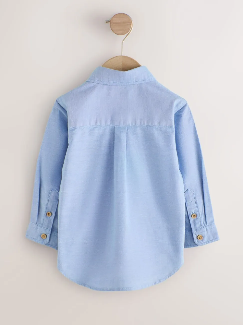 Middenblauw met figuur - Oxford-overhemd met lange mouwen (3 mnd-7 jr)