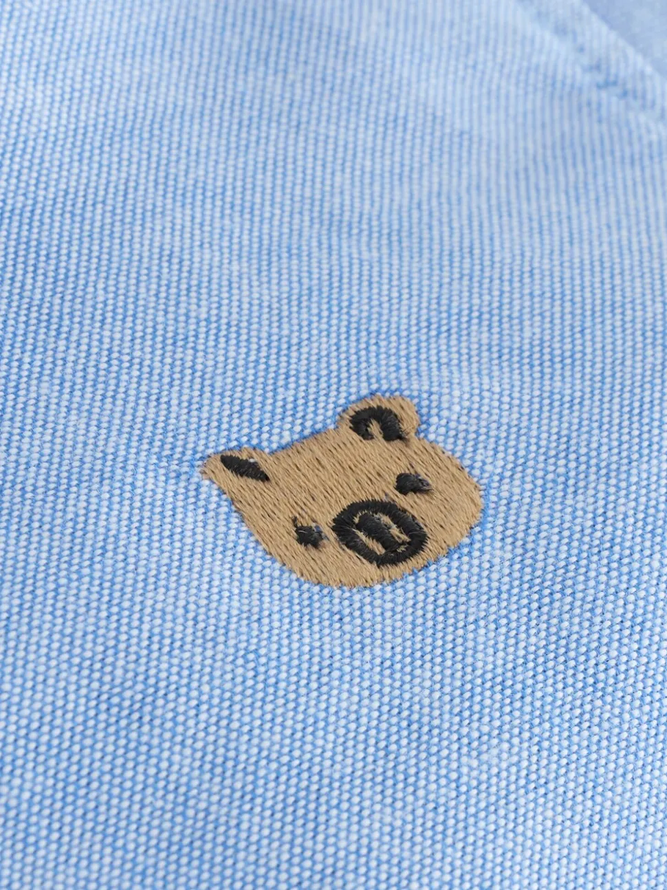 Middenblauw met figuur - Oxford-overhemd met lange mouwen (3 mnd-7 jr)