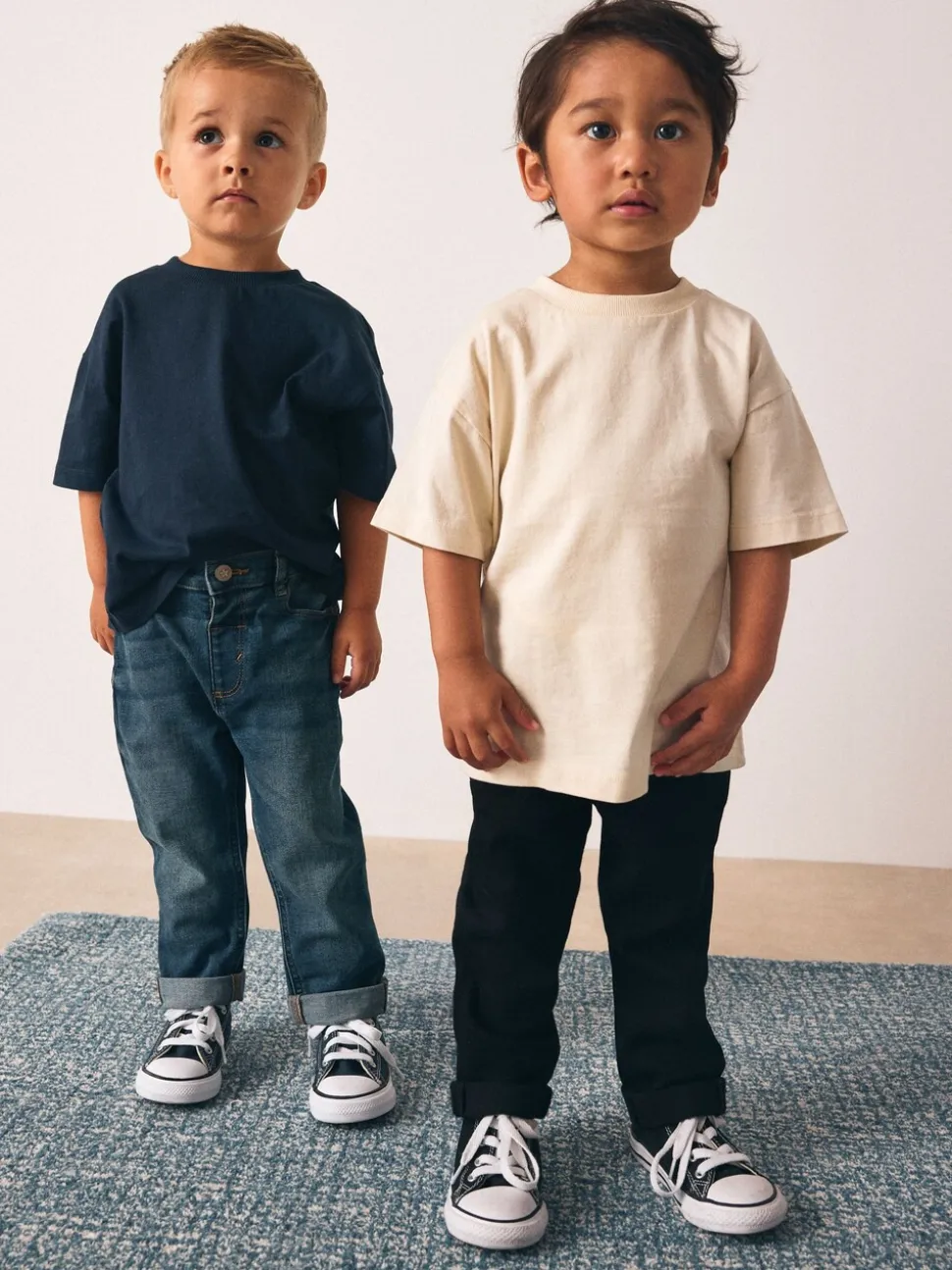 Middenblauw/zwart denim - 2 Pack Regular Fit Comfort Stretch Jeans (3mths-7yrs)