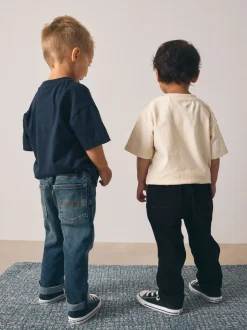 Middenblauw/zwart denim - 2 Pack Regular Fit Comfort Stretch Jeans (3mths-7yrs)