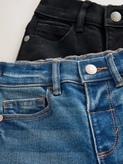 Middenblauw/zwart denim - 2 Pack Regular Fit Comfort Stretch Jeans (3mths-7yrs)