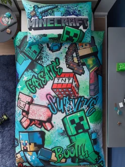 Minecraft eenpersoons dekbedovertrek en kussensloopset