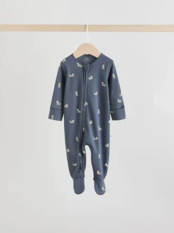 Mineraalblauw - 100% katoenen babyslaapzakjes met tweewegrits verpakking van 5 (0mnd -2jr)