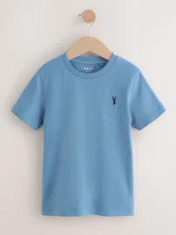 Mineraalgroen/blauw - T-shirts met korte mouwen en geborduurd rendier, verpakking van 4 (3-16jr)