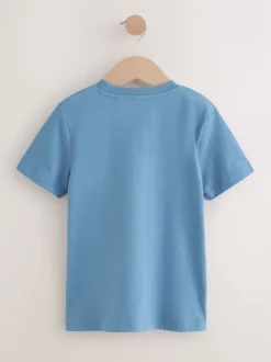 Mineraalgroen/blauw - T-shirts met korte mouwen en geborduurd rendier, verpakking van 4 (3-16jr)