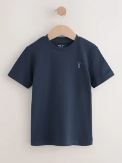Mineraalgroen/blauw - T-shirts met korte mouwen en geborduurd rendier, verpakking van 4 (3-16jr)