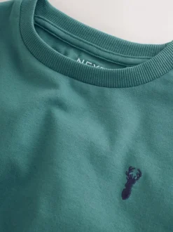 Mineraalgroen/blauw - T-shirts met korte mouwen en geborduurd rendier, verpakking van 4 (3-16jr)