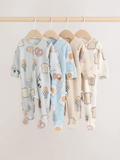 Mineraalkleurig - 4 Pack Baby-pyjama's met tweewegrits (0mnd -2jr)