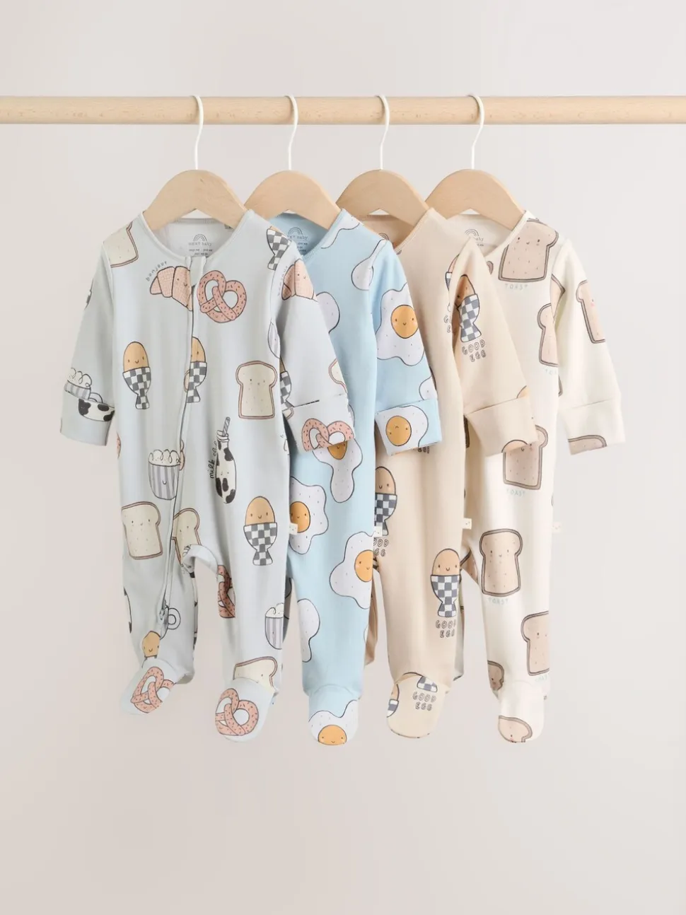 Mineraalkleurig - 4 Pack Baby-pyjama's met tweewegrits (0mnd -2jr)