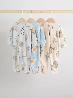 Mineraalkleurig - 4 Pack Baby-pyjama's met tweewegrits (0mnd -2jr)