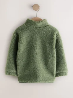 Mineraalkleurig - Effen fleece met rits en trechterhals (3mnd-7jr)