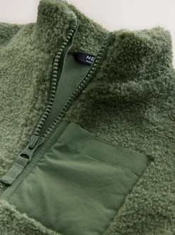 Mineraalkleurig - Effen fleece met rits en trechterhals (3mnd-7jr)