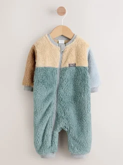 Mineraalkleurig - Kleurgeblokkeerde fleece pyjama