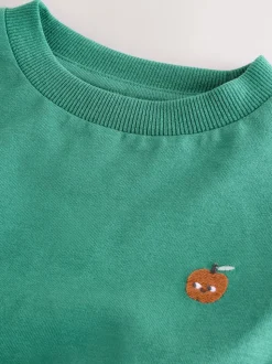 Mineralen Voedsel Personage Borduren - Set van 4 T-shirts met grafische print en lange mouwen (3mnd-7jr)