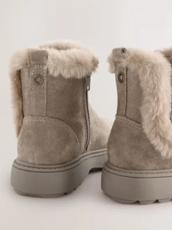 Mink-bruin suède - Met imitatiebont gevoerde Chelsea Boots