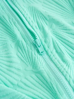 Mint Green Shell - Textured Long Sleeve Sunsafe Swimsuit (3-16yrs)