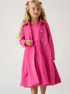 Miss Pink Jacquard Bows Jacket and Sequin Dress Set