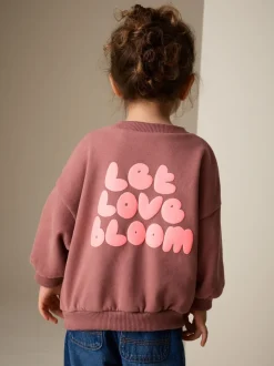 Mocha Brown Let Love Bloom - Sweatshirt met ronde hals (3 mnd-7 jr)