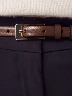 Mokkabruin - N. Premium skinny Made In Italy leren riem