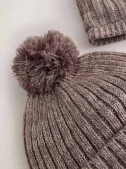 Mokkabruin - Pom Beanie Hat & Snood Set 2 Piece (1-16yrs)